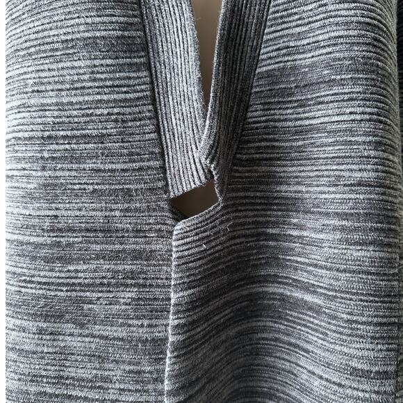 Eileen Fisher Ribbed Knit Open Front Cardigan, Size M, Black/ Gray - Picture 4 of 9